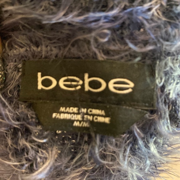 Bebe Blue Fuzxy Sweater 3/4th Sleeves M Tunic - Picture 6 of 6